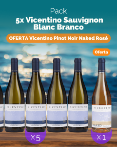 L6P5 - 5x Vicentino Sauvignon Blanc Branco (OFERTA 1 garrafa Vicentino Pinot Noir Naked Rosé)