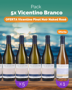 L6P5 - 5x Vicentino Colheita Branco (OFERTA 1 garrafa Vicentino Pinot Noir Naked Rosé)