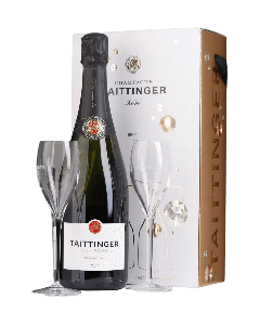 Conjunto Taittinger Champanhe Brut Réserve (cx. + 2 Flutes)