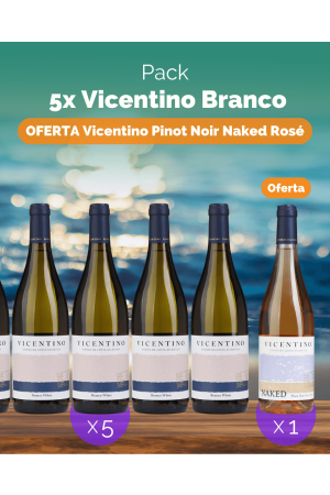 L6P5 - 5x Vicentino Colheita Branco (OFERTA 1 garrafa Vicentino Pinot Noir Naked Rosé)