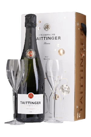 Conjunto Taittinger Champanhe Brut Réserve (cx. + 2 Flutes)