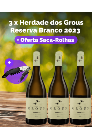 Pack Herdade dos Grous Reserva Branco (3x Herdade dos Grous Reserva Branco com Oferta Saca Rolhas)